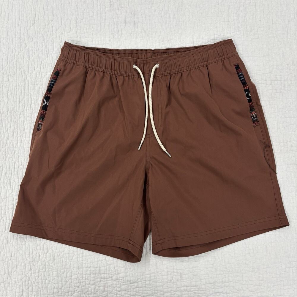 Wowie Shorts Mens Large Brown Performance Activewear Elastic Waist Pockets 7”